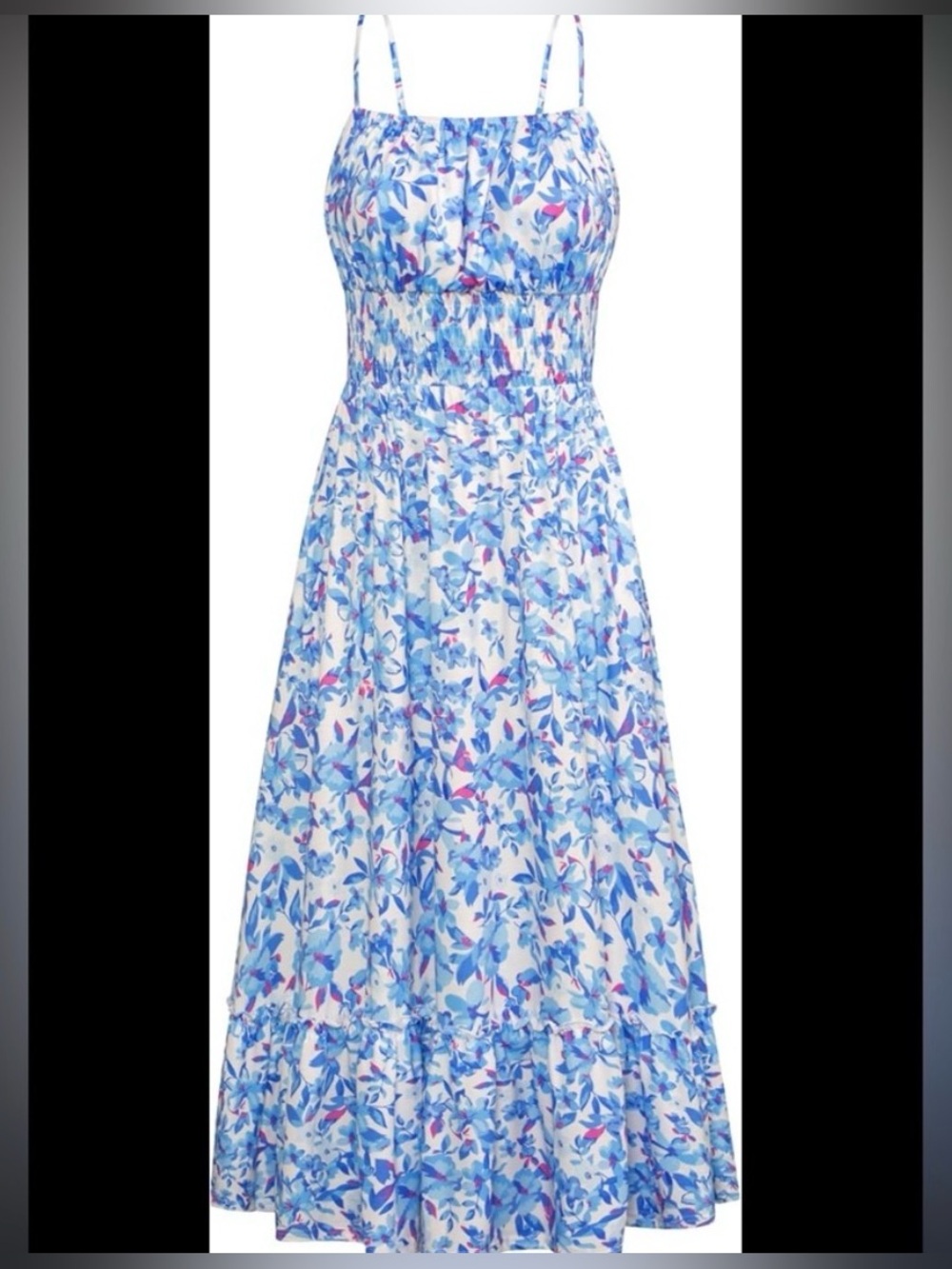 Grace Karin Blue and White Floral Maxi Dress